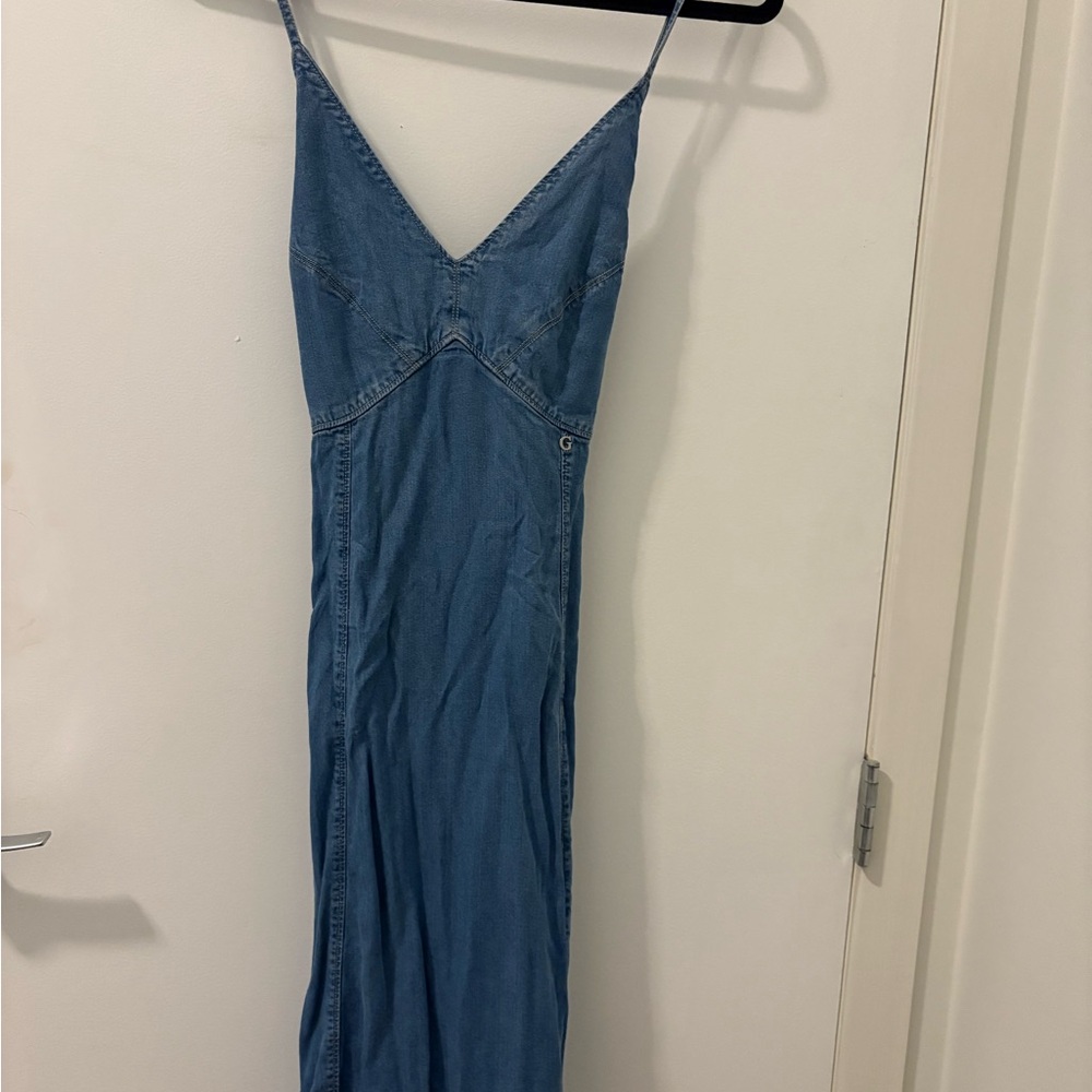 Guess Blue Denim Spaghetti Strap Dress
